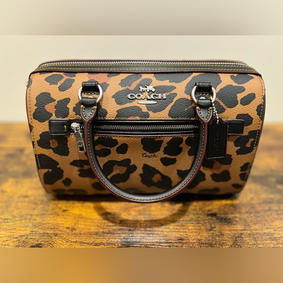 Coach, Rowan Satchel In Signature Canvas With Leopard Print - Picture 4 of 14